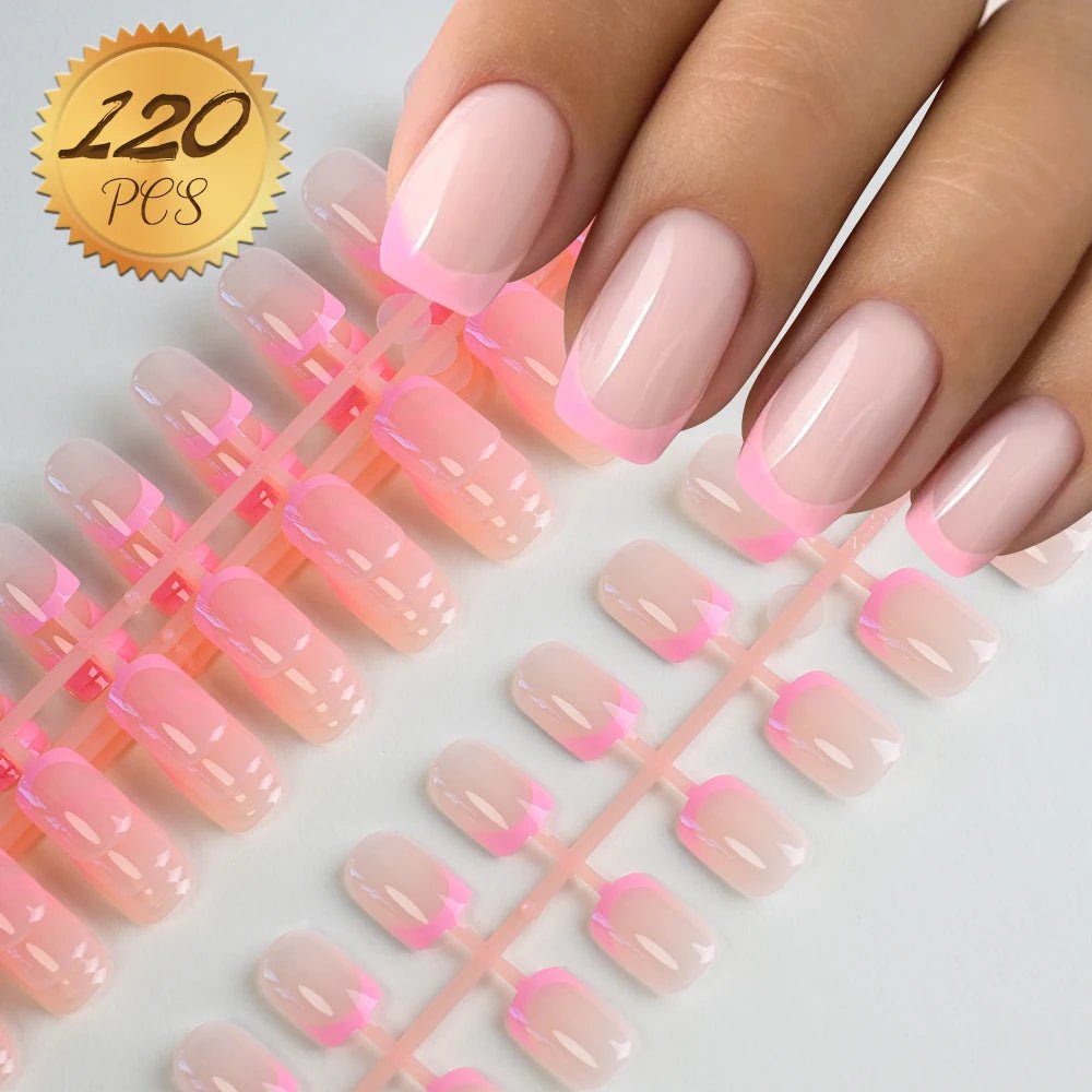 100Pcs Light Pink Press on Nails Short Medium Square Wearable Fake Nails Tips 10 sizes Full Cover False Nails Finger Decoration - Hands of Hope
