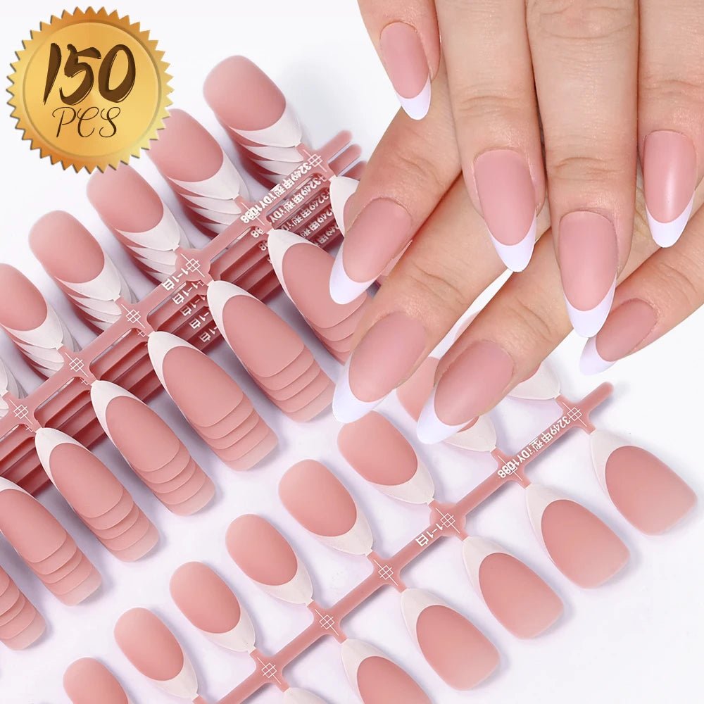 100Pcs Light Pink Press on Nails Short Medium Square Wearable Fake Nails Tips 10 sizes Full Cover False Nails Finger Decoration - Hands of Hope
