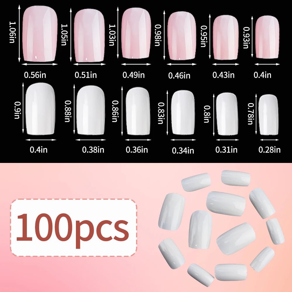 100Pcs Light Pink Press on Nails Short Medium Square Wearable Fake Nails Tips 10 sizes Full Cover False Nails Finger Decoration - Hands of Hope