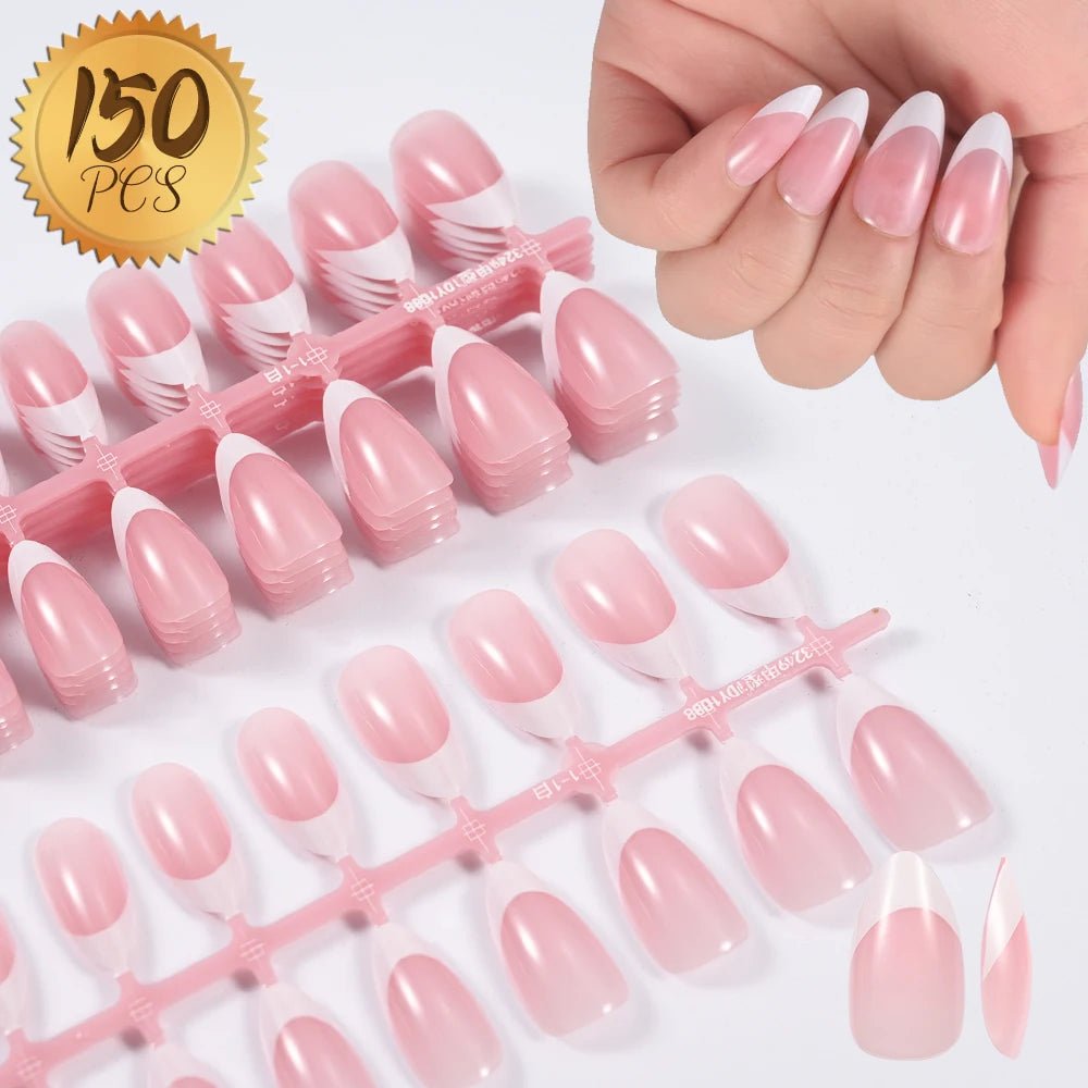 100Pcs Light Pink Press on Nails Short Medium Square Wearable Fake Nails Tips 10 sizes Full Cover False Nails Finger Decoration - Hands of Hope