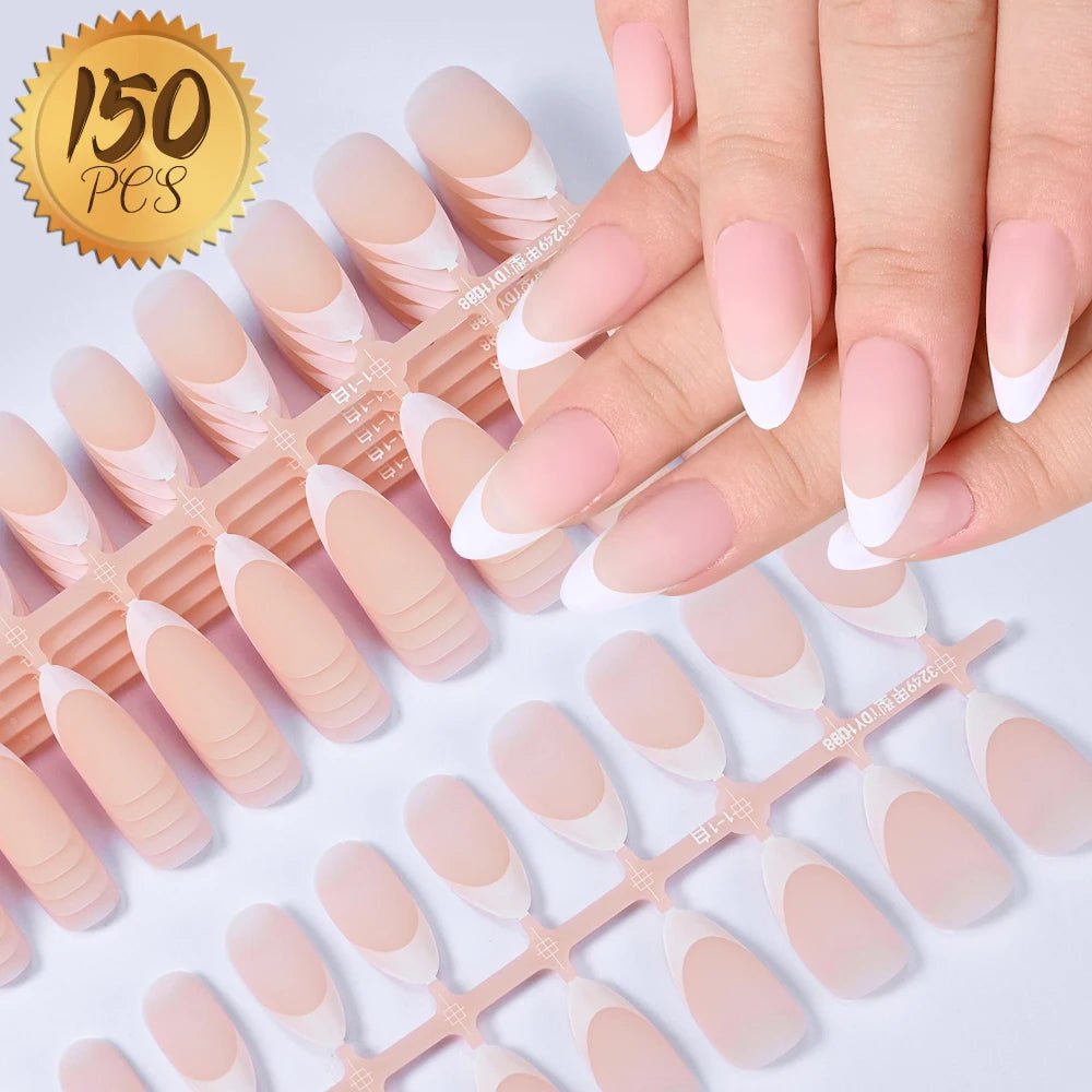 100Pcs Light Pink Press on Nails Short Medium Square Wearable Fake Nails Tips 10 sizes Full Cover False Nails Finger Decoration - Hands of Hope
