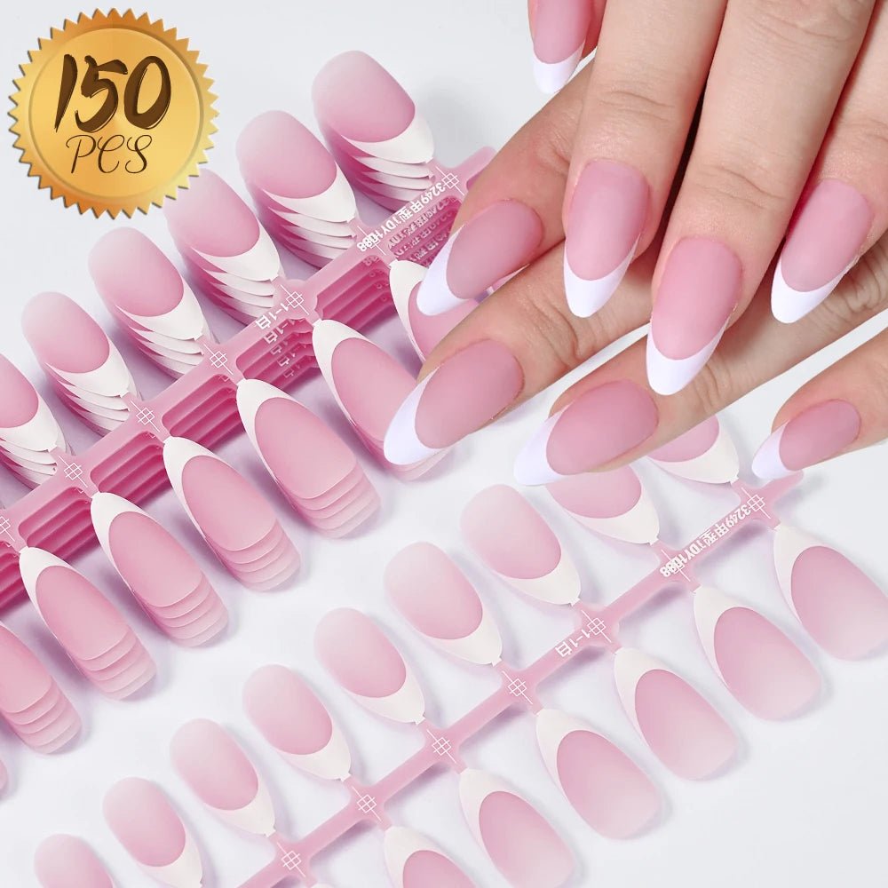 100Pcs Light Pink Press on Nails Short Medium Square Wearable Fake Nails Tips 10 sizes Full Cover False Nails Finger Decoration - Hands of Hope