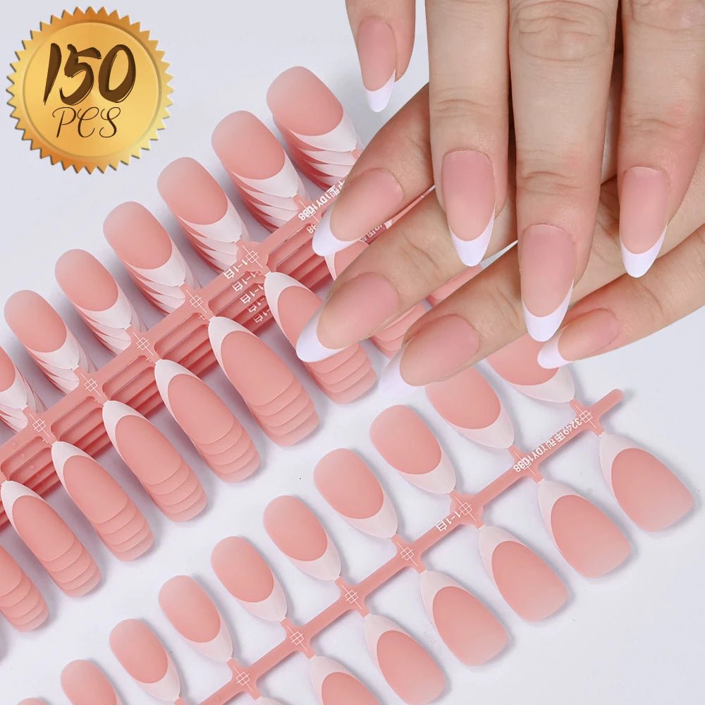 100Pcs Light Pink Press on Nails Short Medium Square Wearable Fake Nails Tips 10 sizes Full Cover False Nails Finger Decoration - Hands of Hope