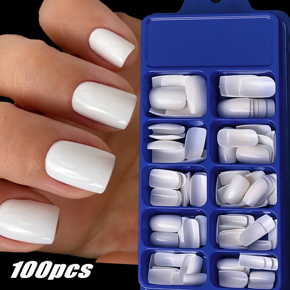 100Pcs Light Pink Press on Nails Short Medium Square Wearable Fake Nails Tips 10 sizes Full Cover False Nails Finger Decoration - Hands of Hope
