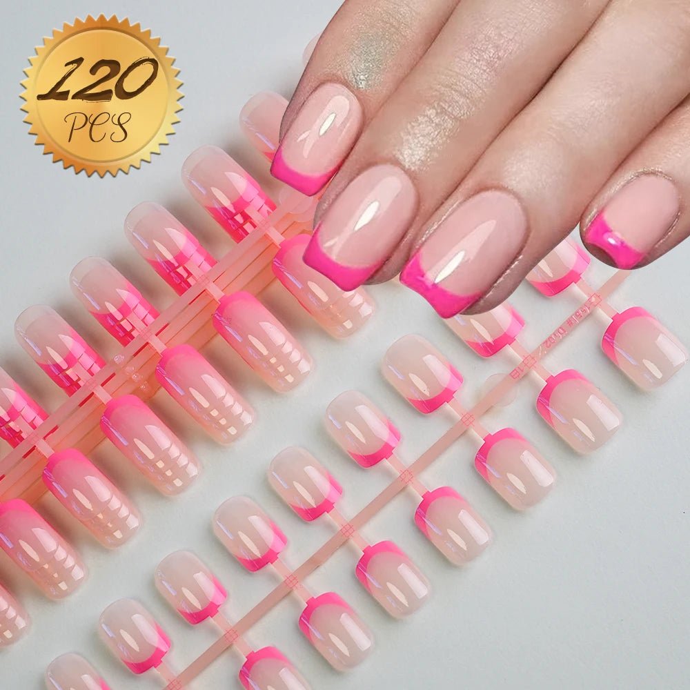 100Pcs Light Pink Press on Nails Short Medium Square Wearable Fake Nails Tips 10 sizes Full Cover False Nails Finger Decoration - Hands of Hope