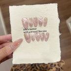 10pc Cat Eye Almond Handmade Press on Nails Light Blue Bow Fake Nails False Nails Artificial Nail Wearable Nail Tips Art Uñas - Hands of Hope