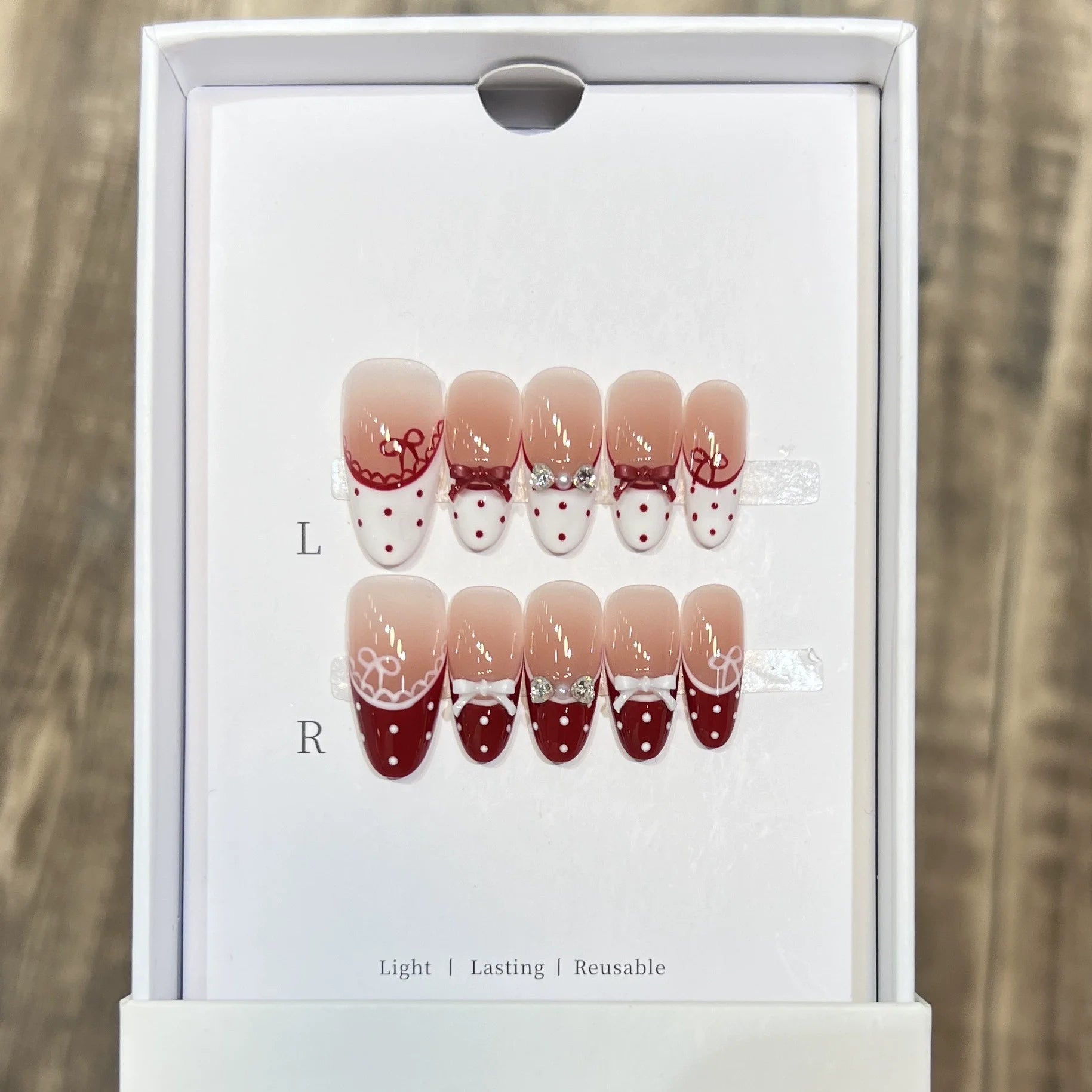 10pc Cat Eye Almond Handmade Press on Nails Light Blue Bow Fake Nails False Nails Artificial Nail Wearable Nail Tips Art Uñas - Hands of Hope