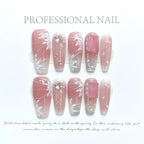 10Pcs Black Handmade Press on Nails Flower Ballet Wearable Rhinestone False Nails Decoration Chinese Manicure Fake Nails Tips - Hands of Hope