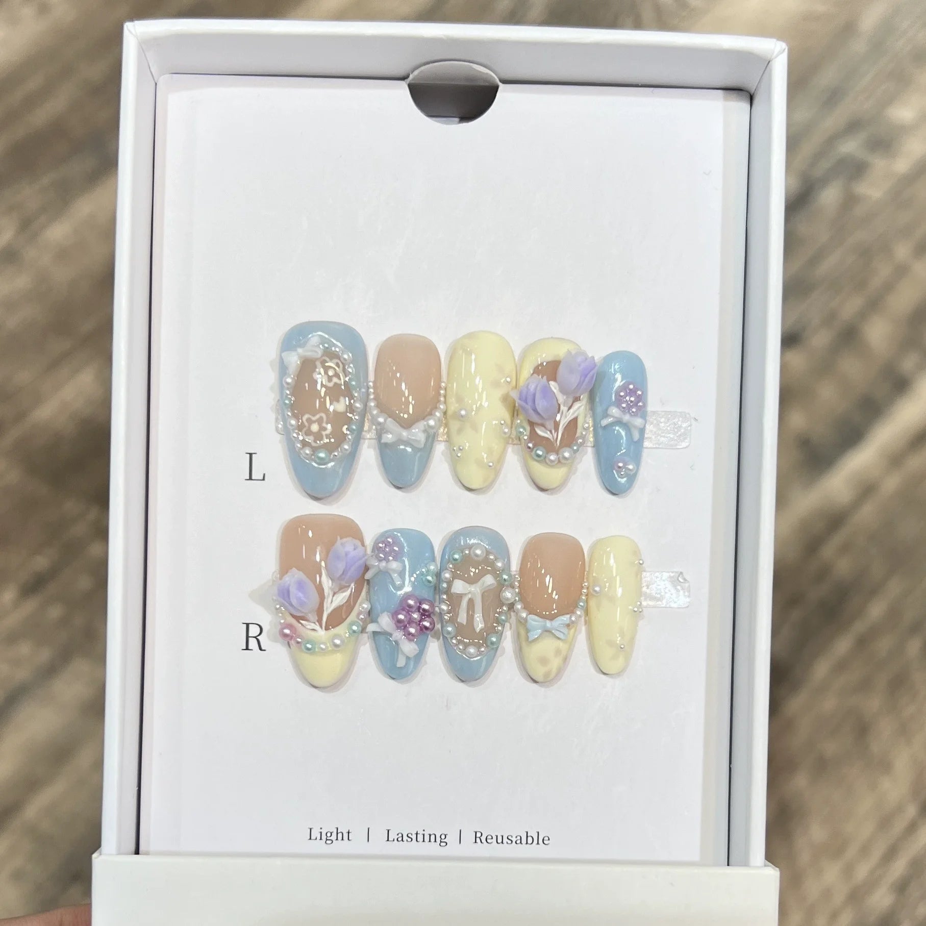 10pcs Blue Cat Eye Almond Handmade Press on Nails 3D Butterfly Fake Nails False Nail Artificial Nail Накладные Ногти Uñas 네일팁 - Hands of Hope