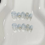 10pcs Blue Cat Eye Almond Handmade Press on Nails 3D Butterfly Fake Nails False Nail Artificial Nail Накладные Ногти Uñas 네일팁 - Hands of Hope