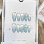 10pcs Blue Cat Eye Almond Handmade Press on Nails 3D Butterfly Fake Nails False Nail Artificial Nail Накладные Ногти Uñas 네일팁 - Hands of Hope