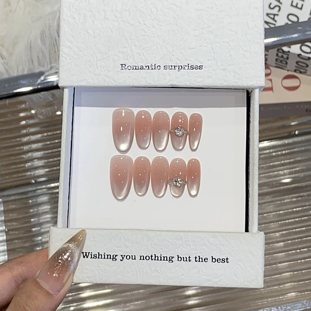 10pcs Blue Cat Eye Almond Handmade Press on Nails 3D Butterfly Fake Nails False Nail Artificial Nail Накладные Ногти Uñas 네일팁 - Hands of Hope