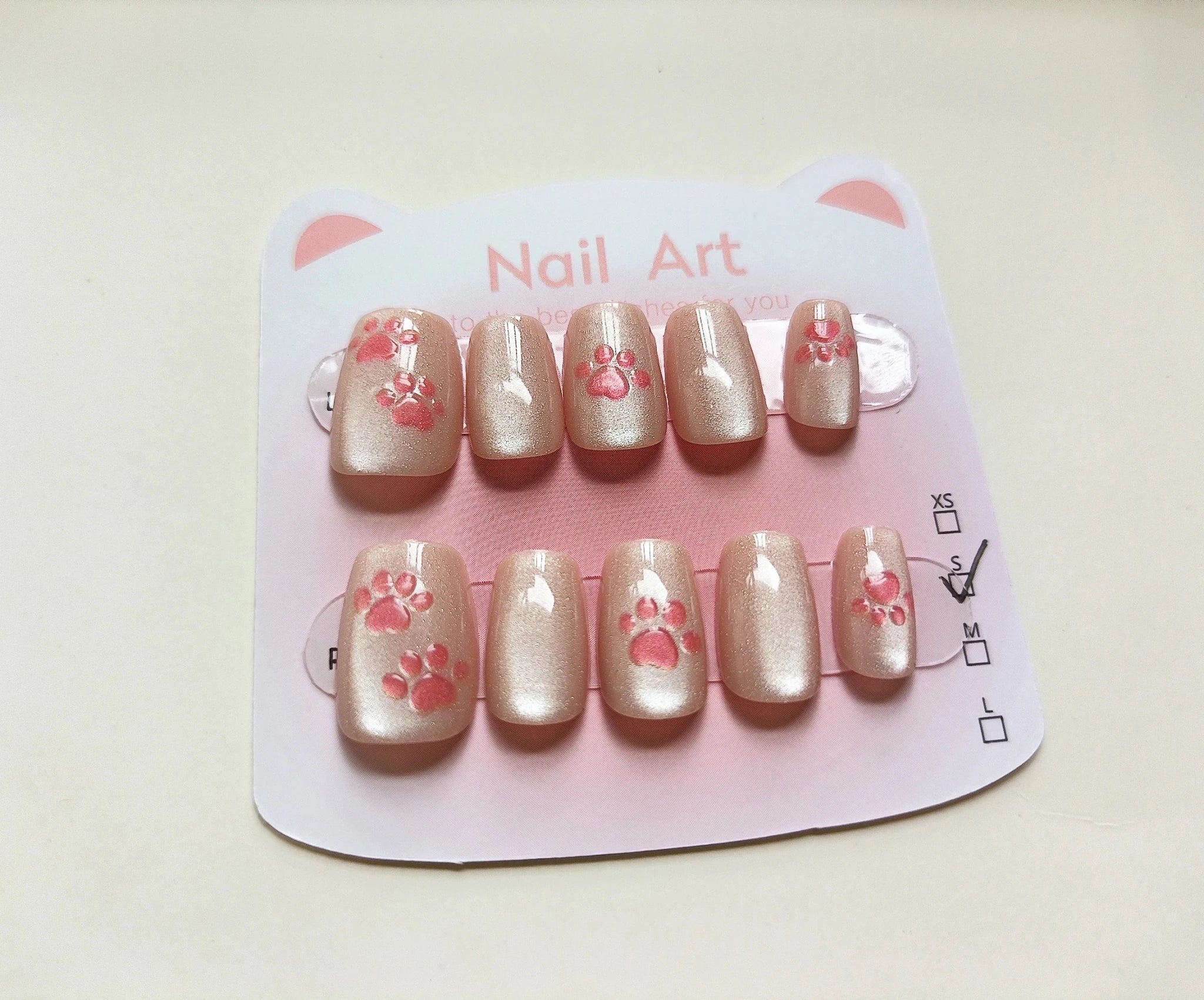10pcs Cute Woman Press On Nails Handmade Pink Cat Claw Short False Artificial Nail Tips Decorated Korean Nails Press On - Hands of Hope