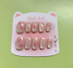 10pcs Cute Woman Press On Nails Handmade Pink Cat Claw Short False Artificial Nail Tips Decorated Korean Nails Press On - Hands of Hope