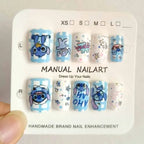 10Pcs Girl's Fashion Cute Cartoon Stitch Press on Nails Baby Fake Nails Girls Gift Toys Nails Patches Girls Detachable Nail Tips - Hands of Hope
