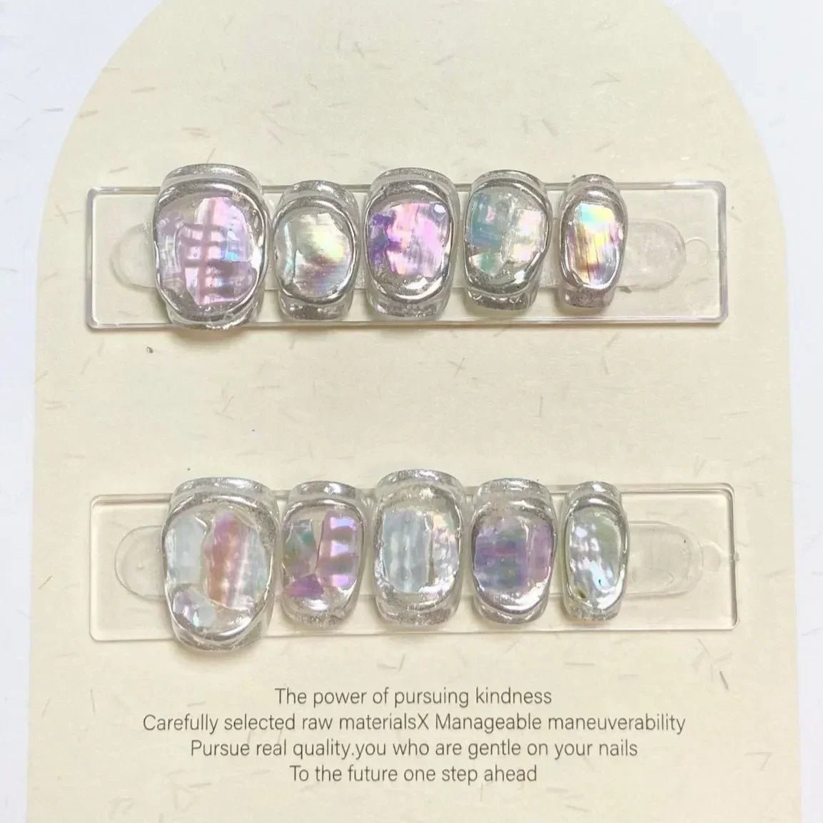 10Pcs Handmade Gothic Short Press on Nails Rhinestone Round Manicure Decoration Wearable Full Cover with Design Acrylic Nail Tip - Hands of Hope