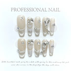 10Pcs Handmade Nails Long Ballet Pink with 3D Moon Nail Set - Hands of Hope
