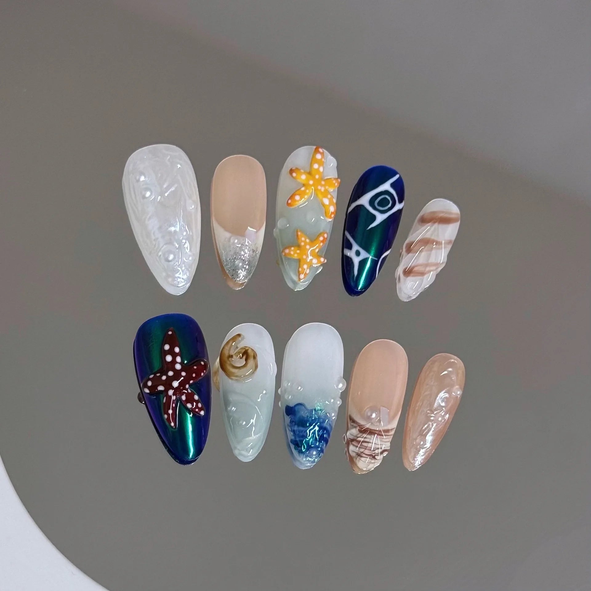 10pcs Handmade y2K Press on Nails Sweet Cool Crocodile pattern Almond Fake Nail Tips Wearable Ins Blush Spice Girls False Nails - Hands of Hope