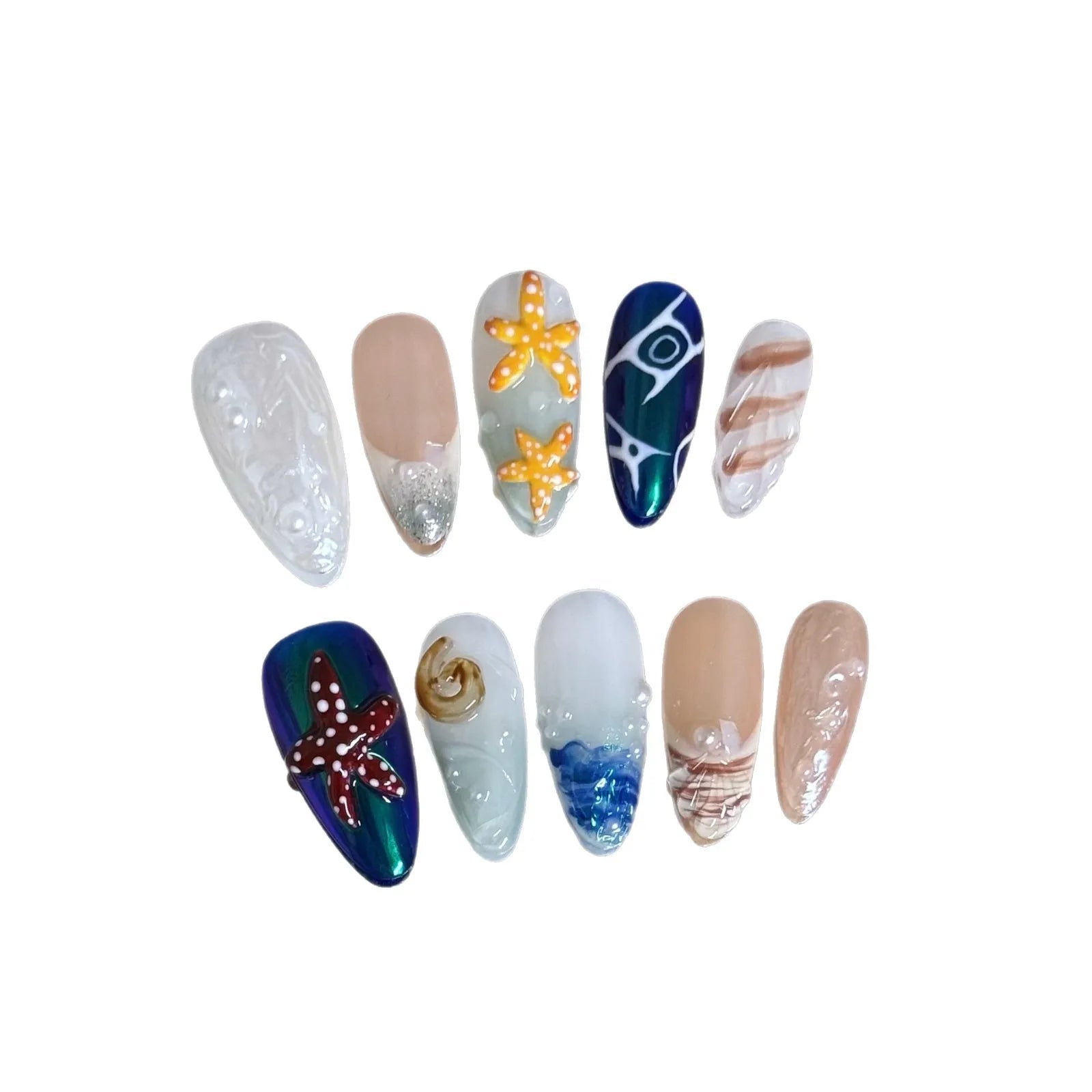 10pcs Handmade y2K Press on Nails Sweet Cool Crocodile pattern Almond Fake Nail Tips Wearable Ins Blush Spice Girls False Nails - Hands of Hope