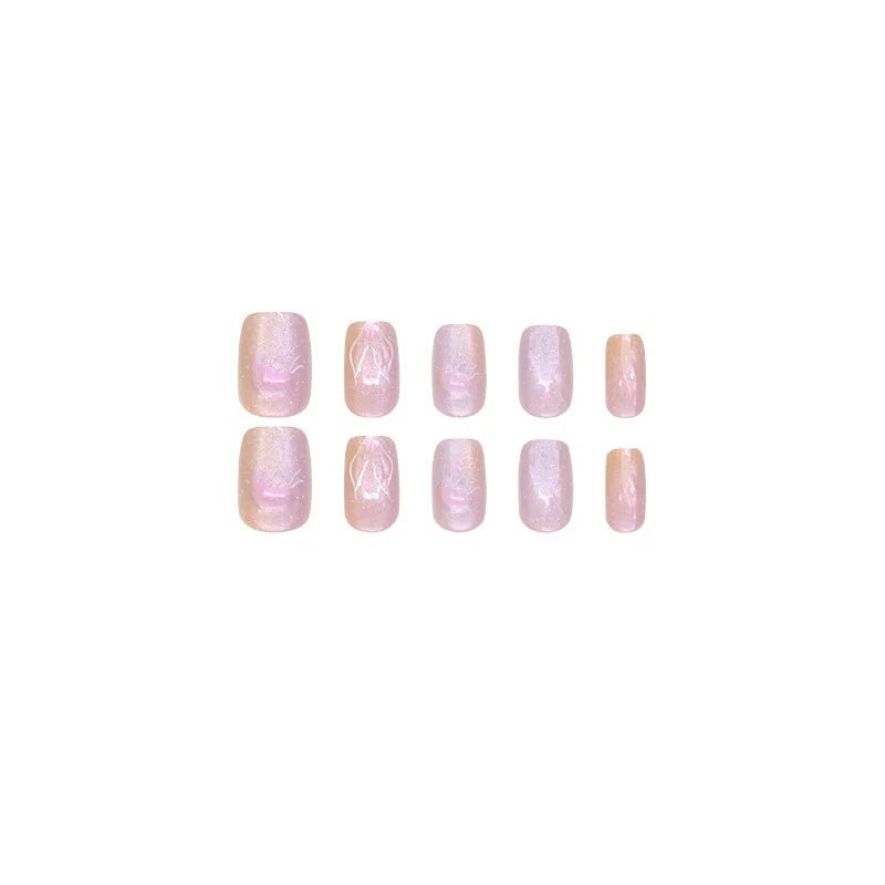 10pcs Jellyfish Cat's Eye Press On Nails False Nails Square Head Girl Lady Press on Nail Wearable Detachable Nail Tips - Hands of Hope