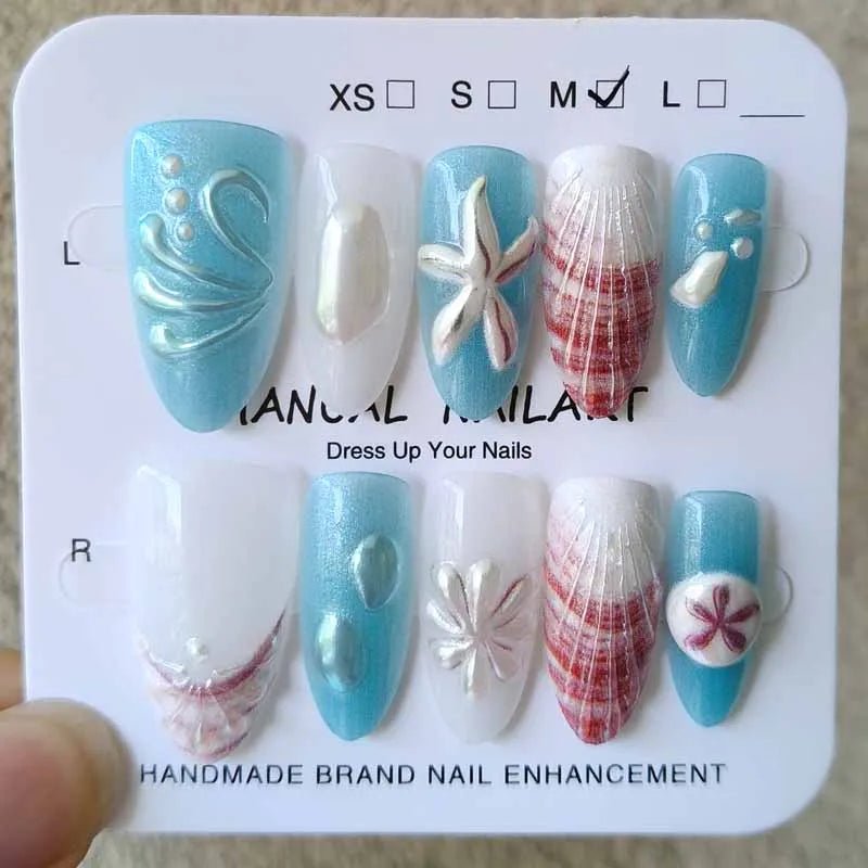 10pcs Jellyfish Cat's Eye Press On Nails False Nails Square Head Girl Lady Press on Nail Wearable Detachable Nail Tips - Hands of Hope