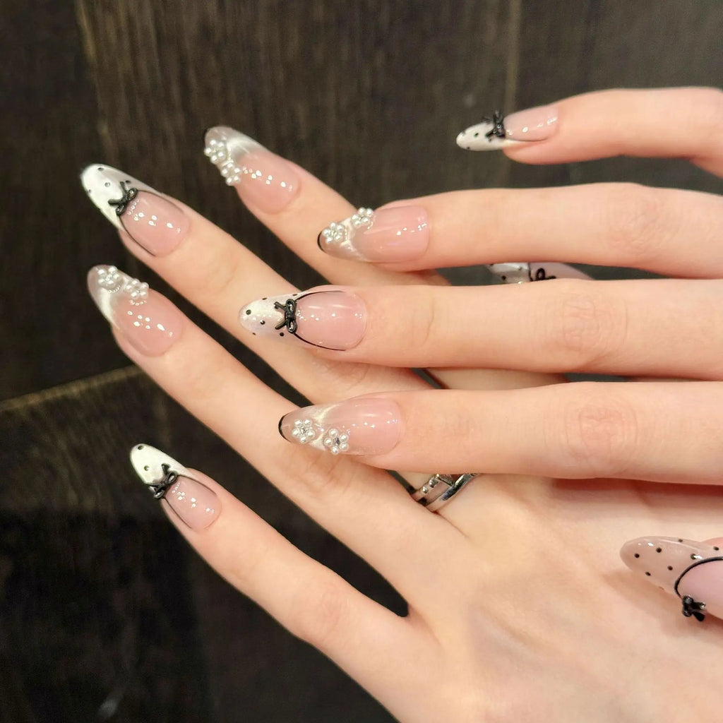 10pcs Purple Cat's Eye Handmade Fake Nails Tips Glitter Mid - length Oval Press on Nails Art Bow Rhinestone Design False Nail Sets - Hands of Hope