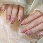 10pcs Purple Cat's Eye Handmade Fake Nails Tips Glitter Mid - length Oval Press on Nails Art Bow Rhinestone Design False Nail Sets - Hands of Hope