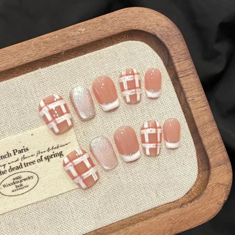 10Pcs Red Cat Eye Handmade Press on Nails Flower Fake Nails Wearable Stick - on Nails Full Cover False Nail Uñas Postizas 네일팁 - Hands of Hope