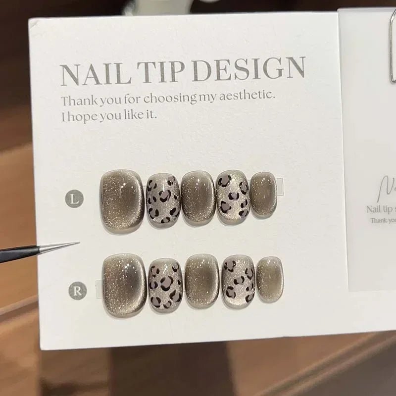 10Pcs Red Cat Eye Handmade Press on Nails Flower Fake Nails Wearable Stick - on Nails Full Cover False Nail Uñas Postizas 네일팁 - Hands of Hope