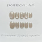 10Pcs Short Ballerina Handmade Press on Nails Blue Cat Eye Fake Nails Wearable Stick - on Nails Full Cover False Nail Uñas 네일팁 - Hands of Hope