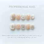 10Pcs Short Ballerina Handmade Press on Nails Blue Cat Eye Fake Nails Wearable Stick - on Nails Full Cover False Nail Uñas 네일팁 - Hands of Hope