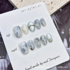 10Pcs Short Oval Handmade Press on Nails Cat Eye Fake Nails Simple False Nails Full Cover Nail Tips 네일팁 Накладные Ногти Uñas - Hands of Hope