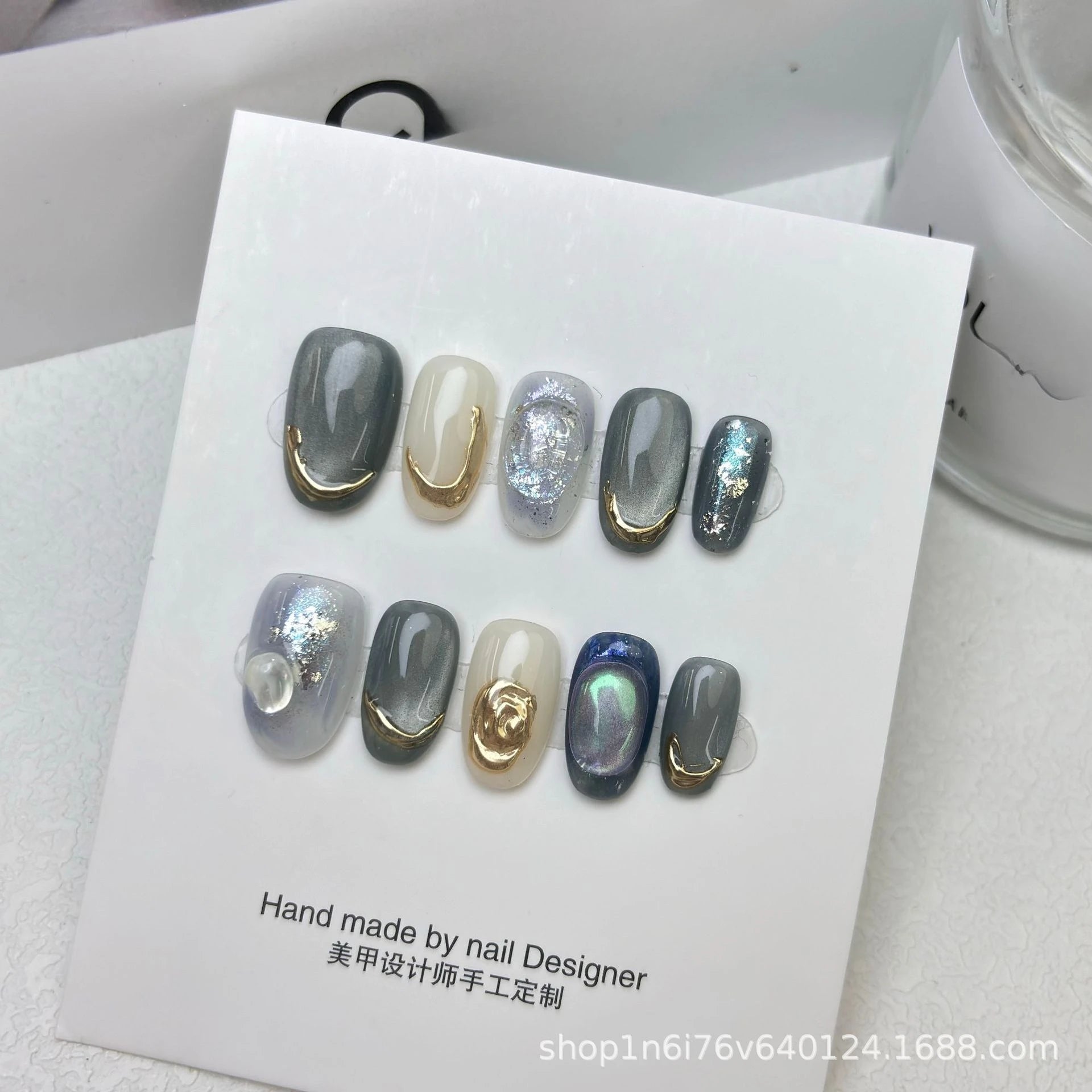 10Pcs Short Oval Handmade Press on Nails Cat Eye Fake Nails Simple False Nails Full Cover Nail Tips 네일팁 Накладные Ногти Uñas - Hands of Hope