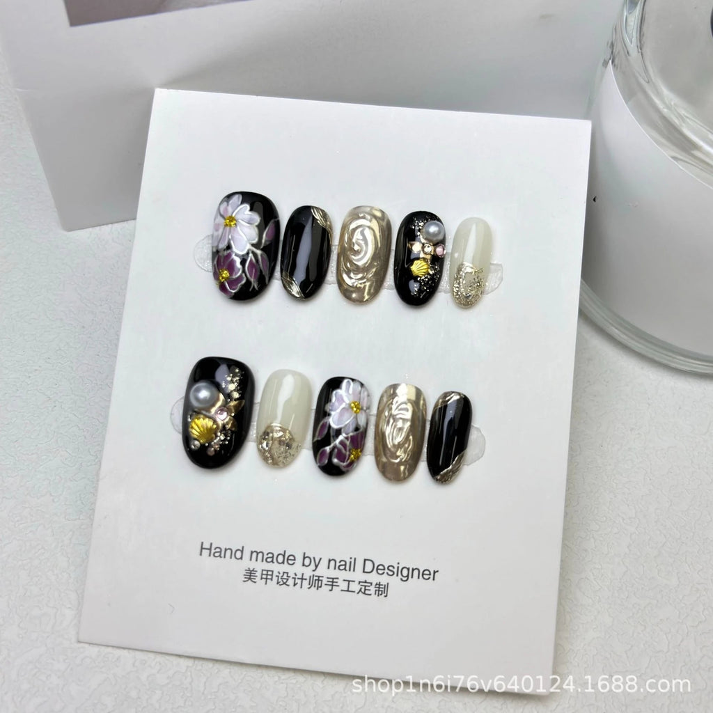 10Pcs Short Oval Handmade Press on Nails Cat Eye Fake Nails Simple False Nails Full Cover Nail Tips 네일팁 Накладные Ногти Uñas - Hands of Hope