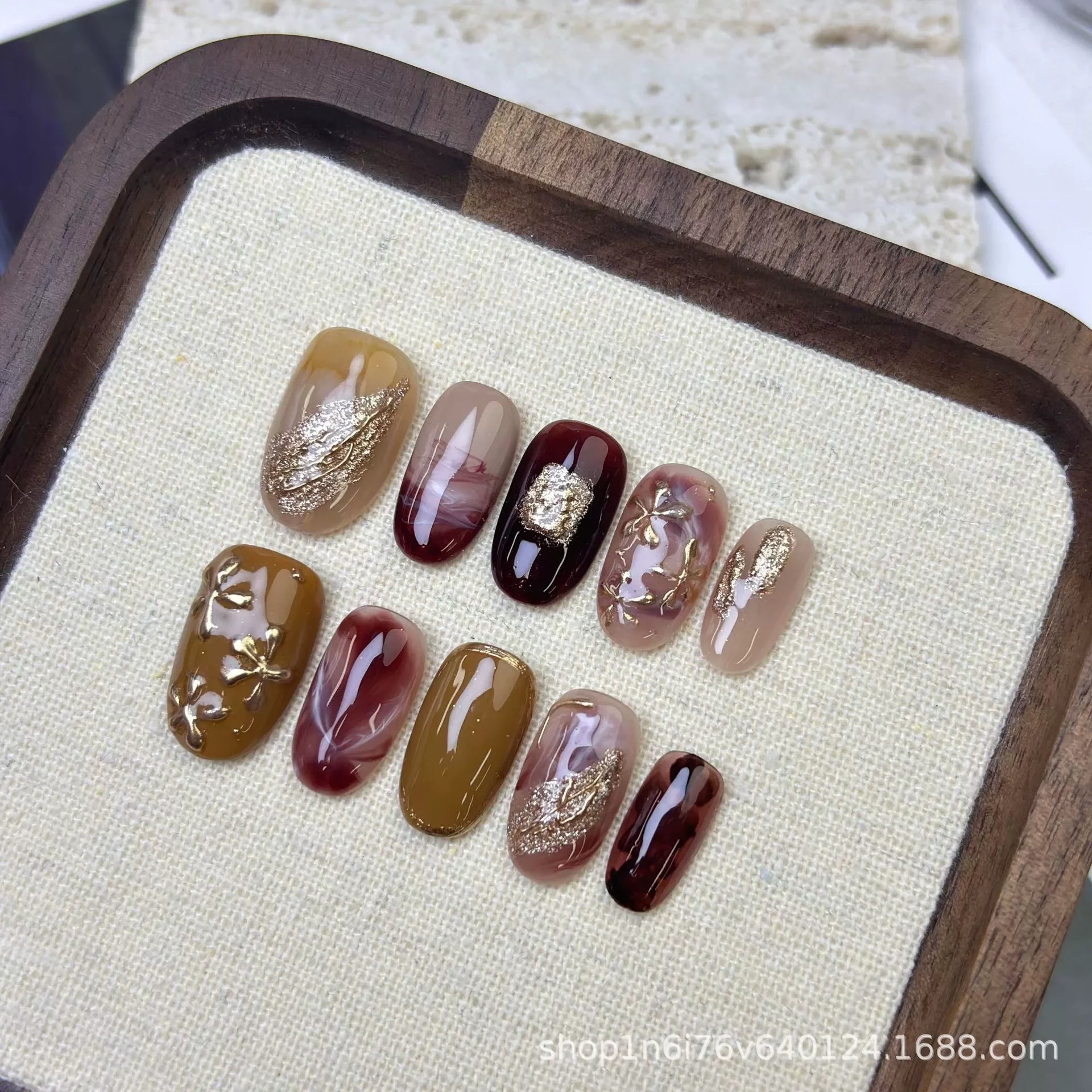10Pcs Short Oval Handmade Press on Nails Cat Eye Fake Nails Simple False Nails Full Cover Nail Tips 네일팁 Накладные Ногти Uñas - Hands of Hope