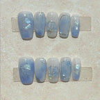 10Pcs Short Square Handmade Press On Nails Full Cover Flower Cat Eye Small Fresh Ballet False Nails Wearable Manicure Nail Tips - Hands of Hope