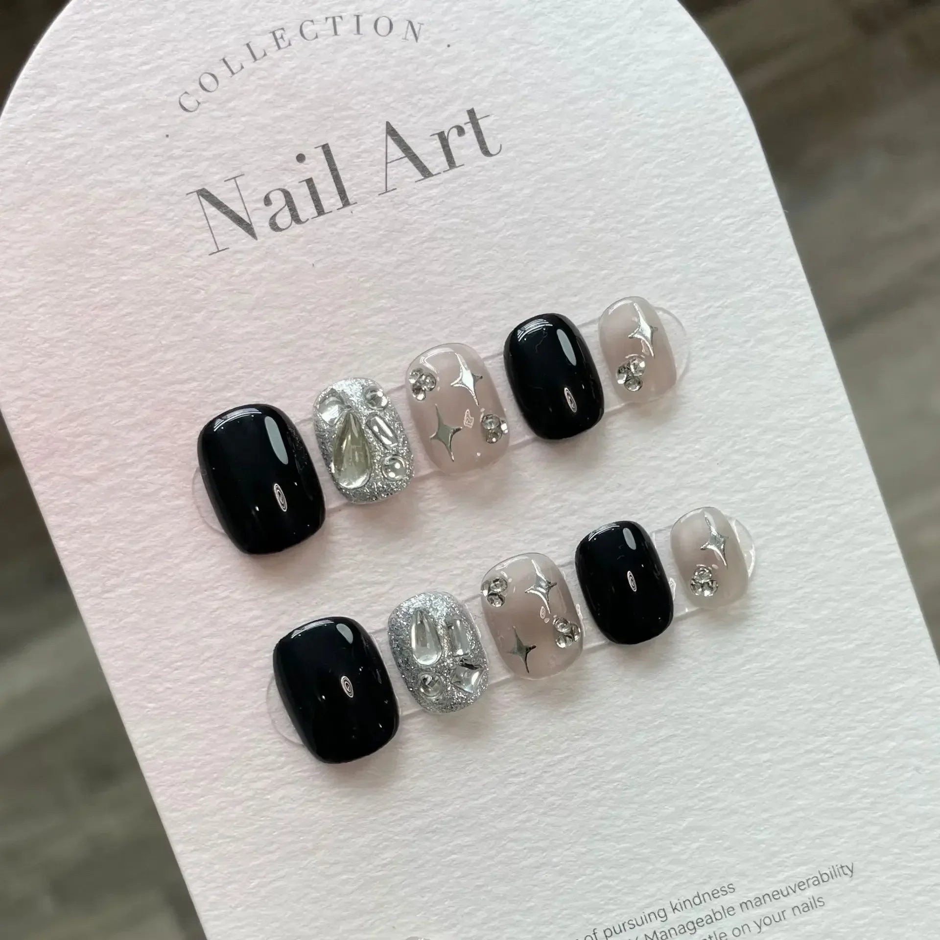 10Pcs Short Sweet and Cool Handmade Press On Nails Full Cover Design Round Head Fake Nail Artificial Manicure Wearable Nail Tips - Hands of Hope