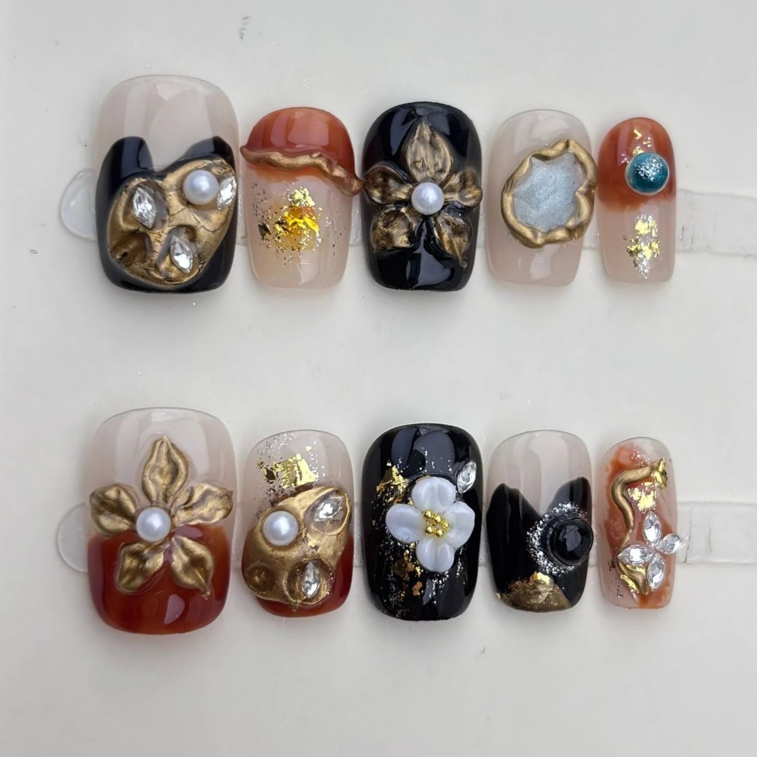 10Pcs Short Sweet and Cool Handmade Press On Nails Full Cover Design Round Head Fake Nail Artificial Manicure Wearable Nail Tips - Hands of Hope