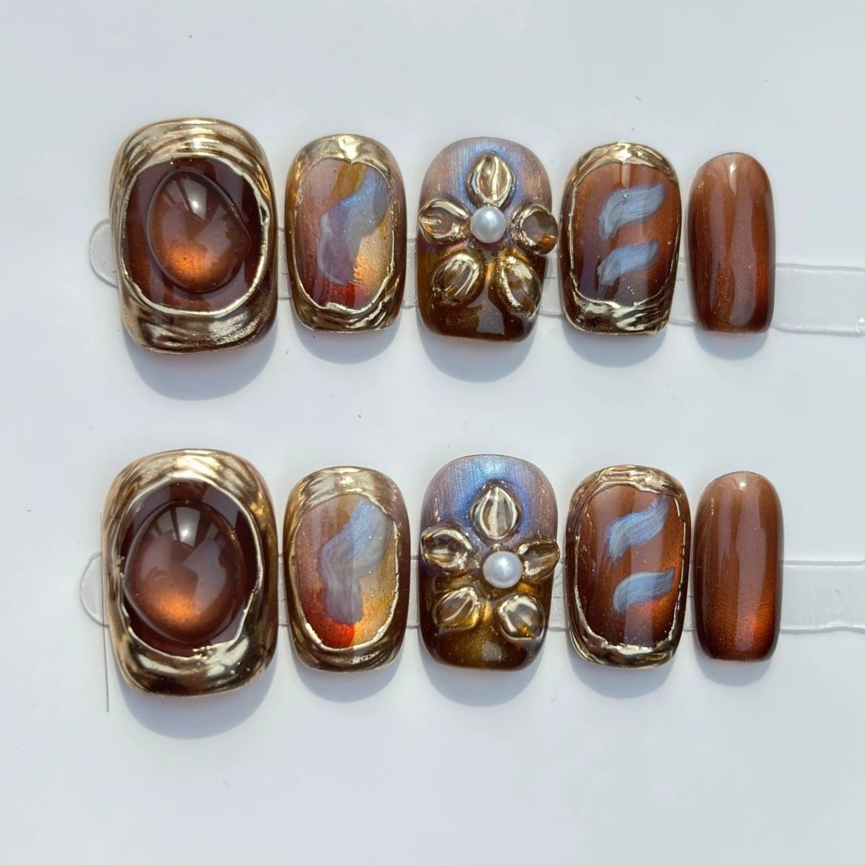 10Pcs Short Sweet and Cool Handmade Press On Nails Full Cover Design Round Head Fake Nail Artificial Manicure Wearable Nail Tips - Hands of Hope