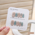 10pcs Short T Blue Mermaid Cat's Eye Handmade Press on Nail False Nails Square Head Girl Lady Wearable Detachable Nail Tips - Hands of Hope