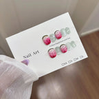 10pcs/set Handmade Dreamy Blue Press - On Nails Short Ballet Shape Gradient & Ombre Design Glossy Finish Removable False Nail Tips - Hands of Hope