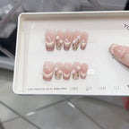 10pcs/set Handmade Dreamy Blue Press - On Nails Short Ballet Shape Gradient & Ombre Design Glossy Finish Removable False Nail Tips - Hands of Hope