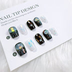 10pcs/set Handmade Dreamy Blue Press - On Nails Short Ballet Shape Gradient & Ombre Design Glossy Finish Removable False Nail Tips - Hands of Hope