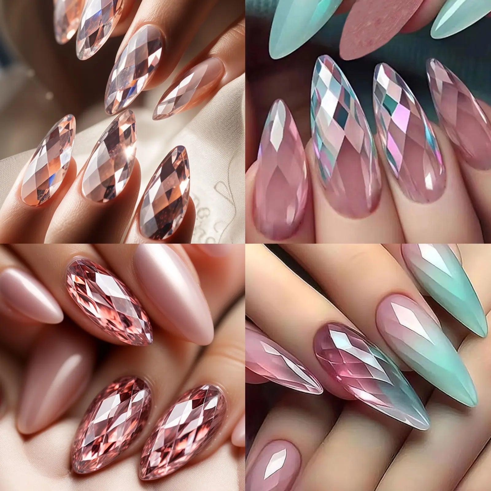 120/140Pcs 3D Diamond Almond Ballet Coffin False Nails Clear Press On Nails For Acrylic Gel Reusable Fake Tips DIY Nail Supplies - Hands of Hope