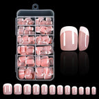 120Pcs Pink French Short Square Fake Nails 12 - Sizes Full Cover Press On Nails Wearable Detachable Finished False Fingertips *TD - Hands of Hope