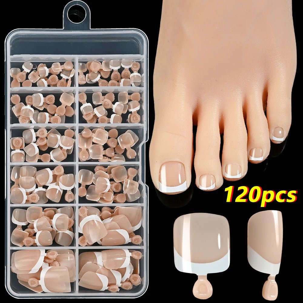 120Pcs Pink French Short Square Fake Nails 12 - Sizes Full Cover Press On Nails Wearable Detachable Finished False Fingertips *TD - Hands of Hope