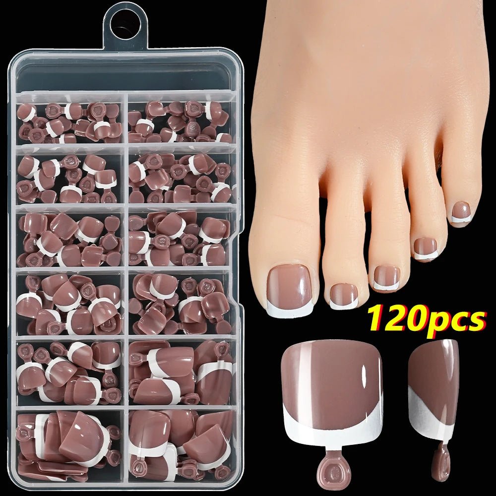 120Pcs Pink French Short Square Fake Nails 12 - Sizes Full Cover Press On Nails Wearable Detachable Finished False Fingertips *TD - Hands of Hope