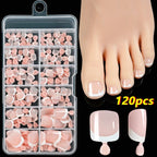 120Pcs Pink French Short Square Fake Nails 12 - Sizes Full Cover Press On Nails Wearable Detachable Finished False Fingertips *TD - Hands of Hope