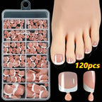120Pcs Pink French Short Square Fake Nails 12 - Sizes Full Cover Press On Nails Wearable Detachable Finished False Fingertips *TD - Hands of Hope