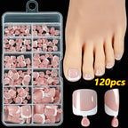 120Pcs Pink French Short Square Fake Nails 12 - Sizes Full Cover Press On Nails Wearable Detachable Finished False Fingertips *TD - Hands of Hope